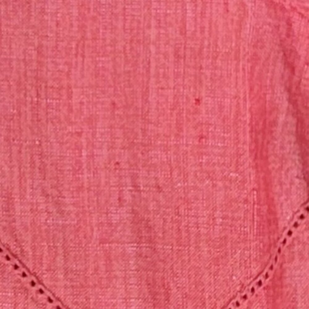 Richard Malcolm 3/4 Sleeve Coral Red 100% Irish Linen Diamond Pattern Blouse - L - Picture 6 of 6